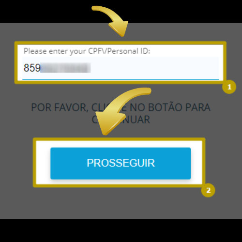 Digite o número do CPF e confirme a transação