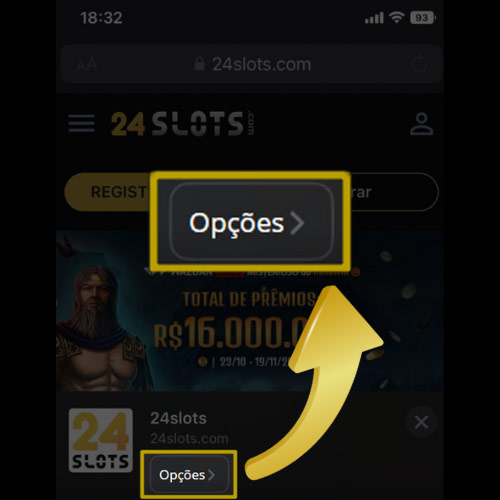 Criação de um atalho IOS para 24Slots